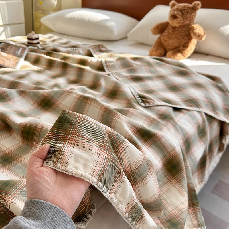 Manta de gasa de doble capa de algodón de verano, colcha de aire acondicionado, siesta de verano, manta de algodón de oficina, manta de sofá, colcha fresca de verano image 2