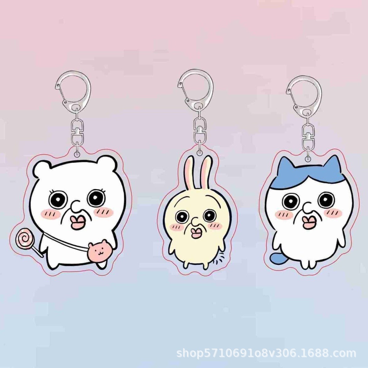 Chiikawa Bangbang y Yuzhi divertido llavero de dibujos animados adornos de bolsa de acrílico para regalos de novia