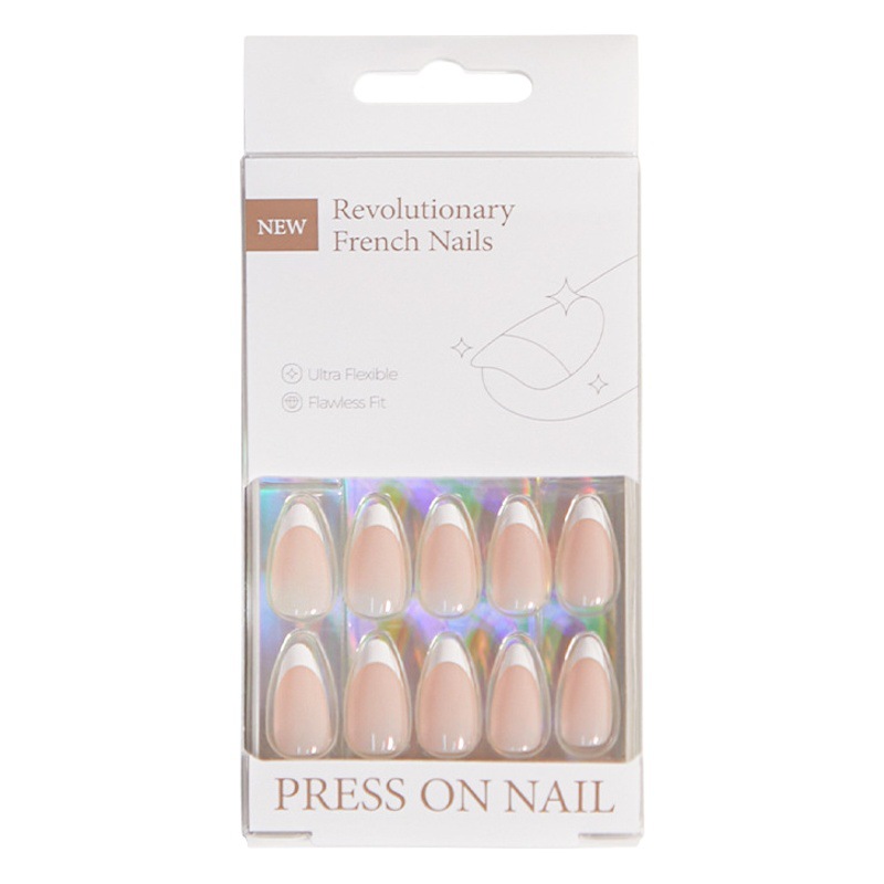 2023 nueva pieza de arte de uñas francés color desnudo avanzado 30 piezas desgaste en caja de uñas simple tienda de uñas pieza de arte de uñas