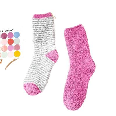 冬天休閑紫色女珊瑚絨保暖定制卡通動漫袋裝冬季針織品女襪佳耀襪