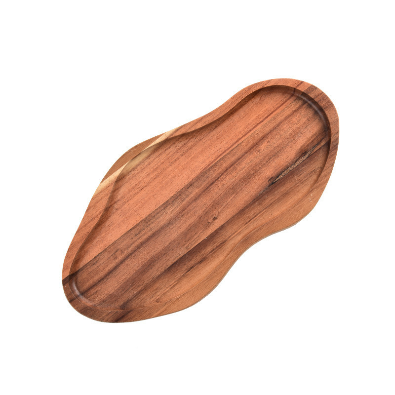 Bandeja de madera de acacia irregular Bandeja de pan de postre horneado de alimentos cocidos Bandeja de queso cocido doméstico de madera maciza