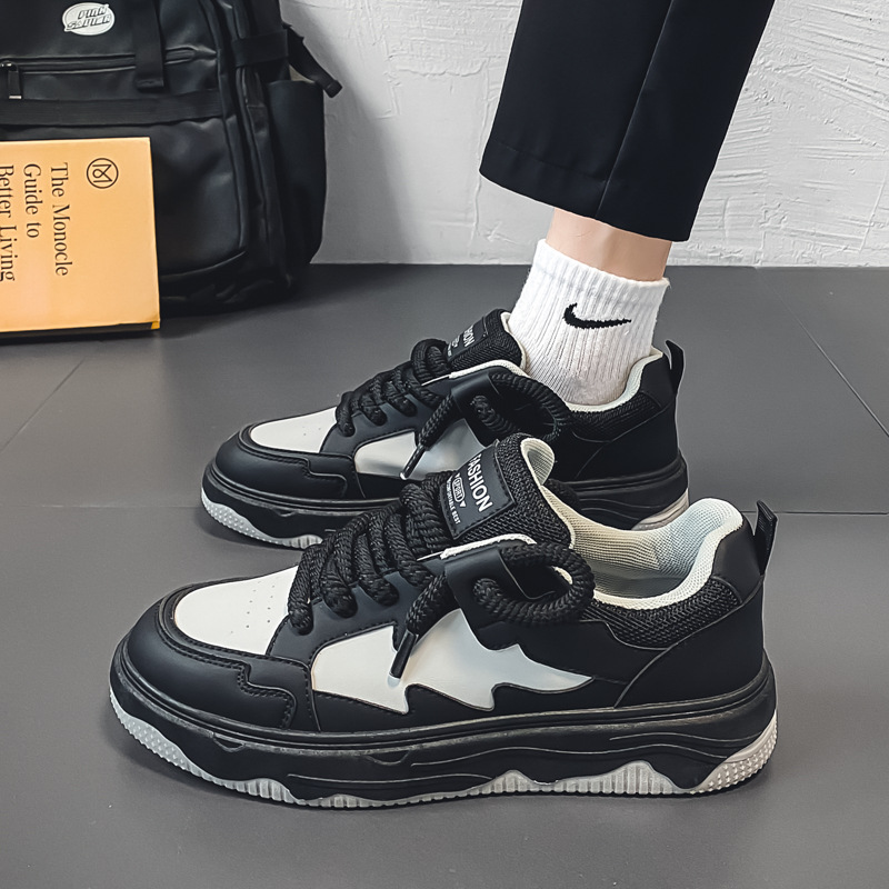 Zapatos de hombre otoño 2025 nuevos deportes casuales tendencia de estudiantes coreanos con suela gruesa aumentada popular explosión zapatos de skate para hombres