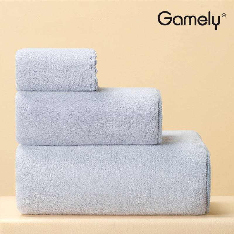 Class a Snowflake Velvet 350Gsm Bath Towel, Non-Fluorescent Kidsren's Bath Towel, Quick-Drying, Water-Absorbent, Snow-Smooth Velvet Bath Towel Set of 3 Pieces