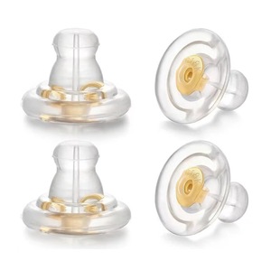 UFO Gold Silicone Ear Plug Europe and America Hot-selling Anti-drop Anti-drop High Transparent Frisbee Support Ear Plug Earring Back