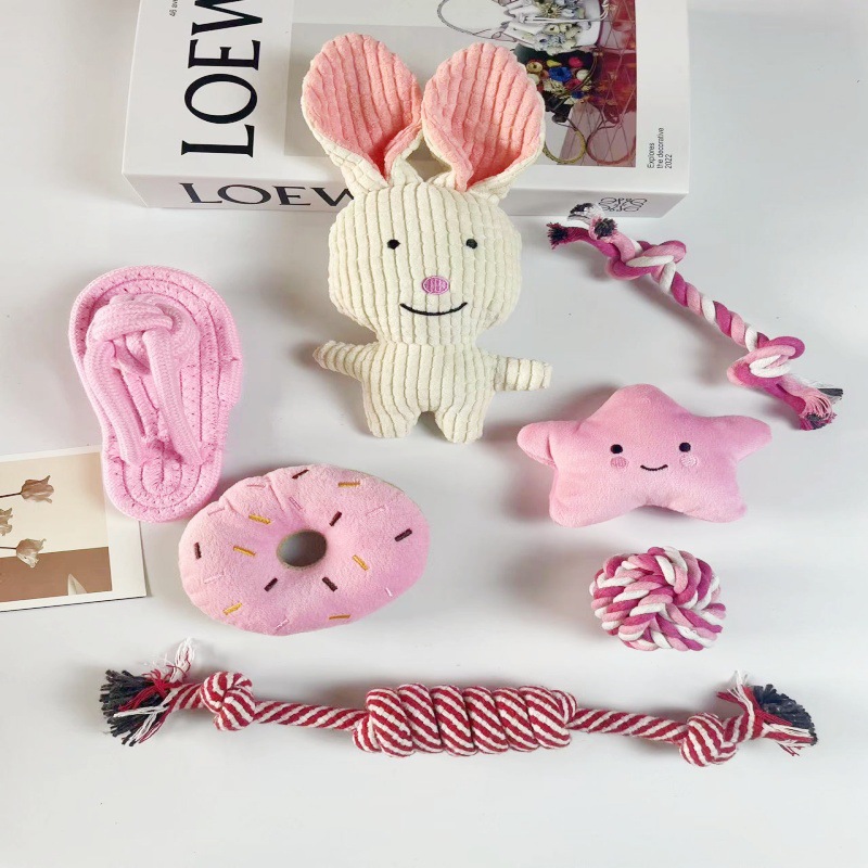 Amazon venta caliente juego de juguetes de mascotas resistente a la mordida juguetes de cuerda de algodón de molienda de dientes cuerda de limpieza de dientes juguetes de perros al por mayor