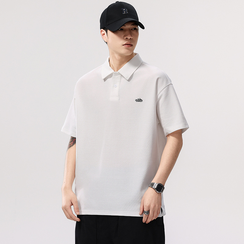 P5350 | plus size Men's Summer New Short-sleeved Polo Shirt Men's Fashion Brand Loose Plus Size Joker Lapel Top