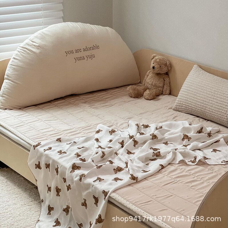 Korean Bedside Semi-Circle Cushion Kidsren's Room Crib Tatami Bed Backrest Removable and Washable Embroidered Name Pillow