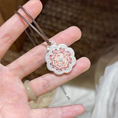新中式国风小众设计精致百搭珐琅彩镂空银色吊坠项链送女友礼物