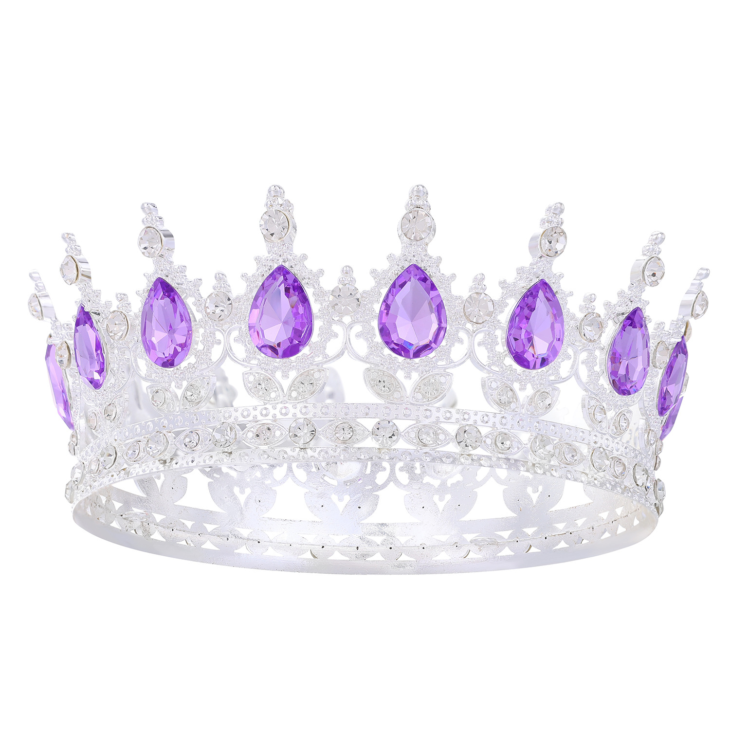 Barroco transfronterizo corona redonda cabeza de novia europea regalo de cumpleaños barroco corona redonda joyas para el pelo