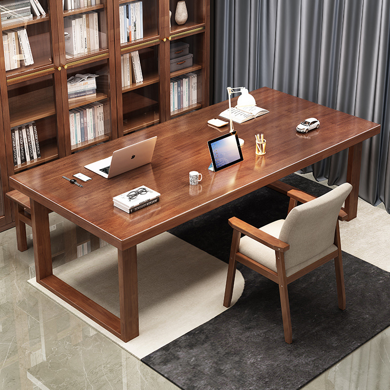 FJXDB02# walnut color single table [all solid wood desktop thickness 4cm]]