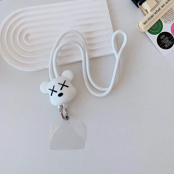 European and American hot cartoon halter mobile phone lanyard polyester color rope with keychain clip universal adjustable soft rope