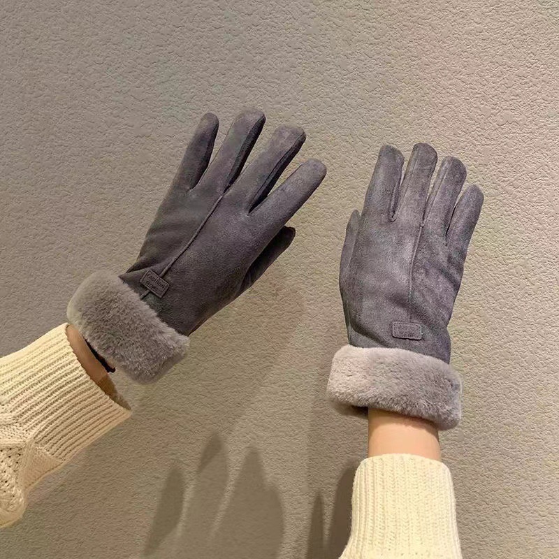 Winter Gloves For Women Suede Touch Screen Windproof Plush Warm_voghion.com