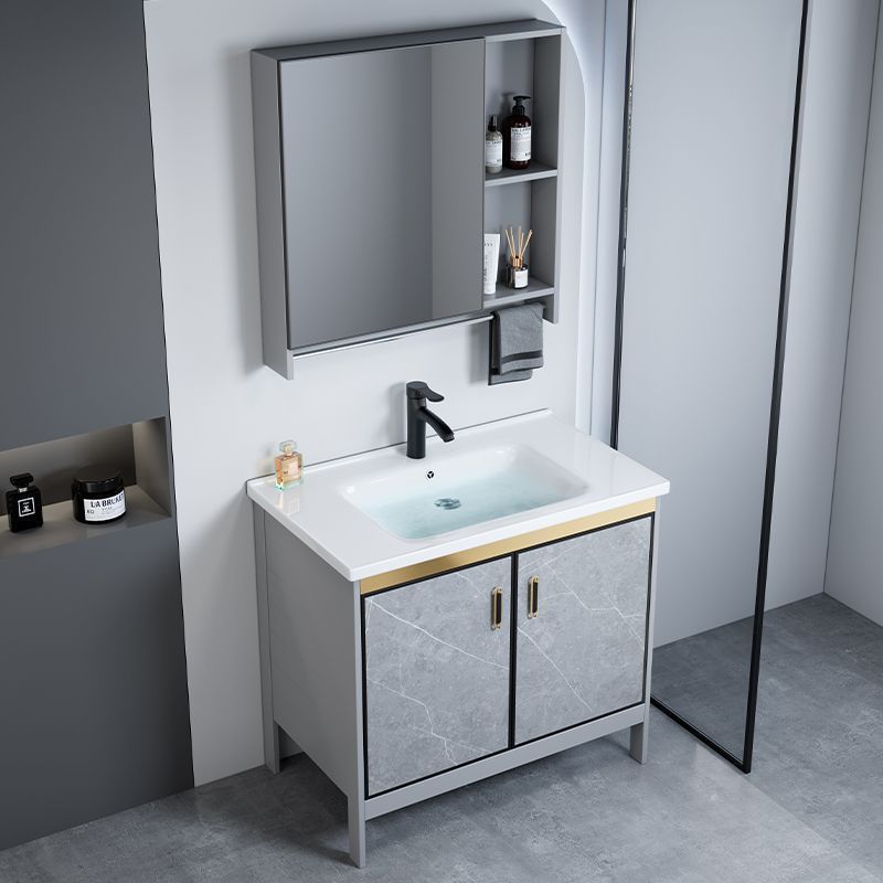 Jmo Bathroom Space-Saving Bathroom Cabinet Integrated Ceramic Small Apartment Balcony Floor-Standing Washbasin Sink Set