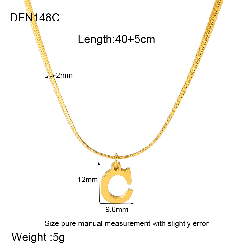 304 Stainless Steel 18K Gold Plated Simple Style Polishing Letter Pendant Necklace display picture 5