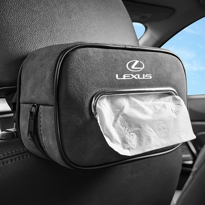 for lexus suede Car tissue box/set - lexus-gray-metal-paper-mouth-suede