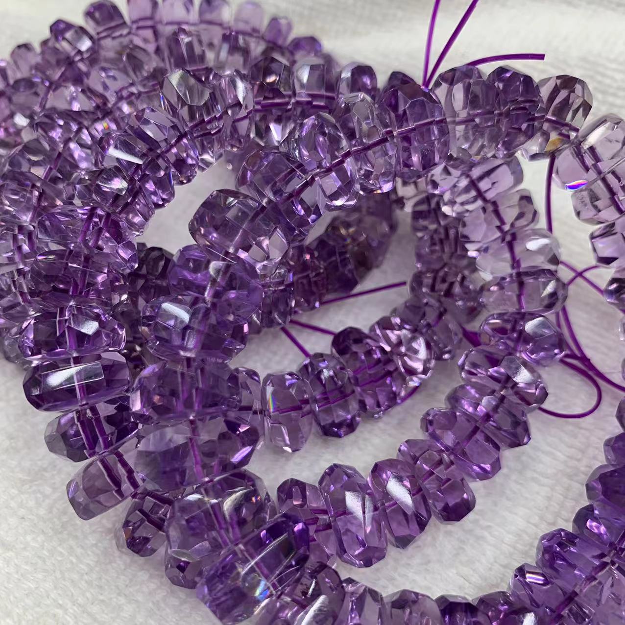 7A天然乌拉圭紫水晶刻面盘珠手链 紫晶刻面手串不规则手链