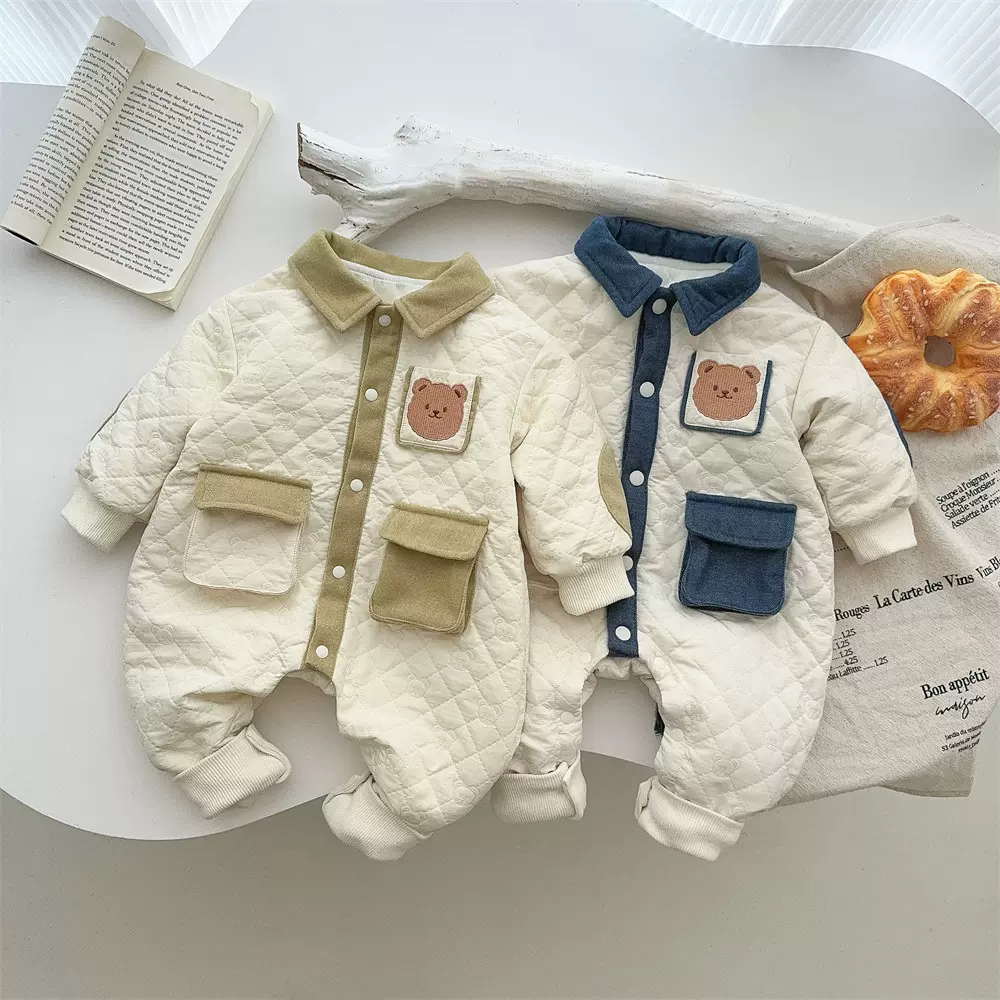 清仓~秋季新品宝宝哈衣0-2岁衣服童装ins韩版深秋连体衣菱形爬服