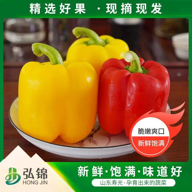 山东寿光水果彩椒可生吃新鲜圆椒红椒黄椒蔬菜五彩椒 精品红黄彩