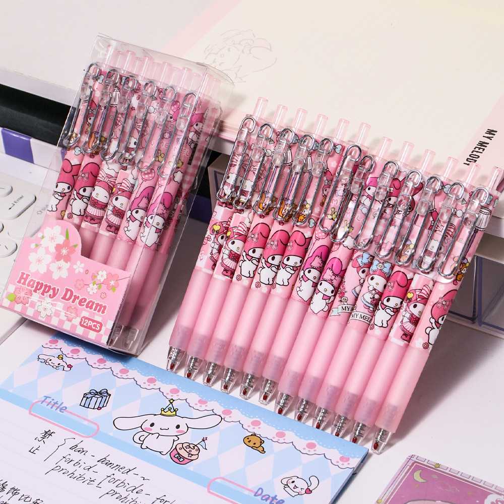 Cute postre fiesta 12 bolígrafos de caja de dibujos animados perros metal bolígrafo neutro bolígrafo de firma ST negro