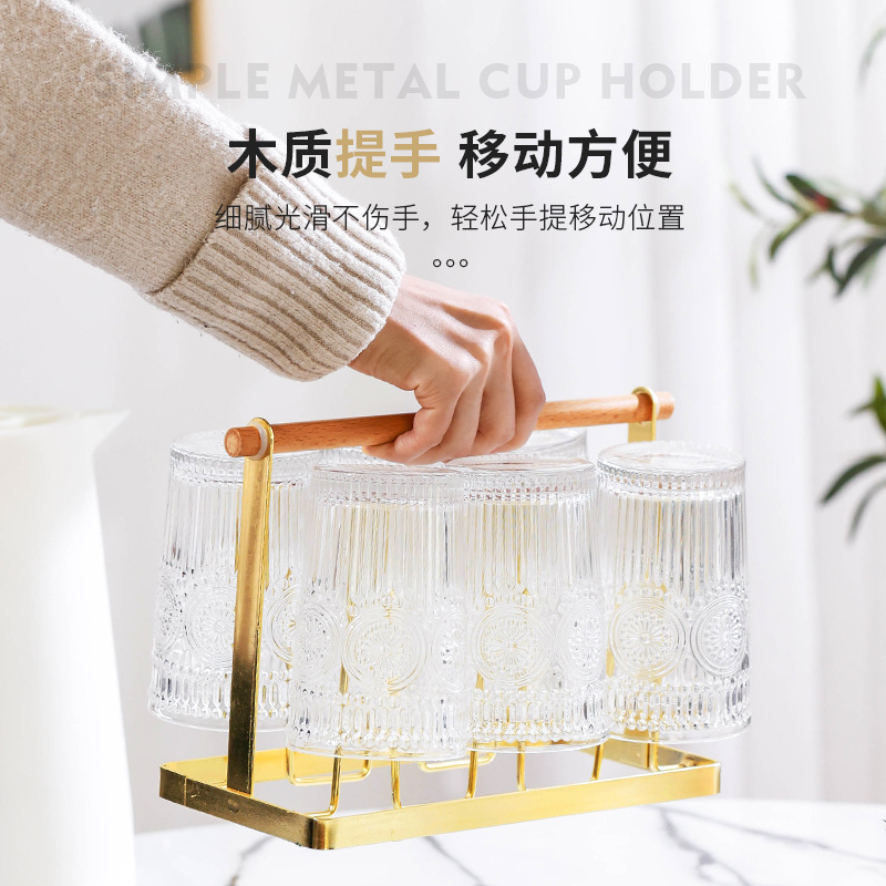 Single-body water cup holder Nordic water cup drying rack household upside-down storage glass cup holder desk iron cup rack wholesale
