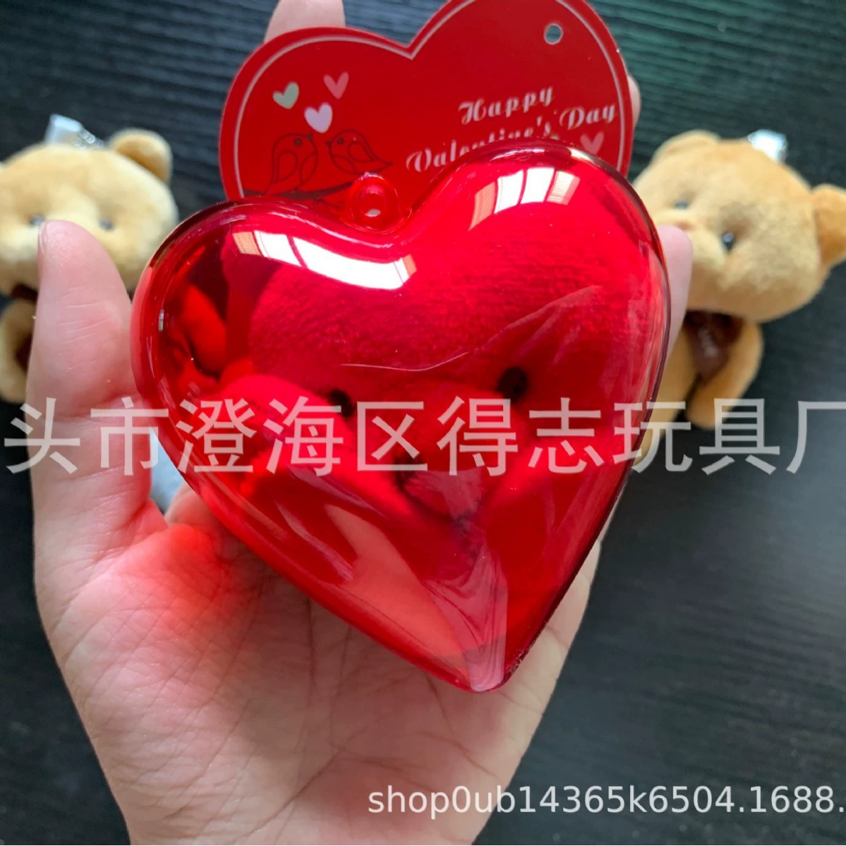 Плюшевый мишка-подвеска в коробке в форме сердца ко Дню святого Валентина, цельный плюшевый медведь-игрушка