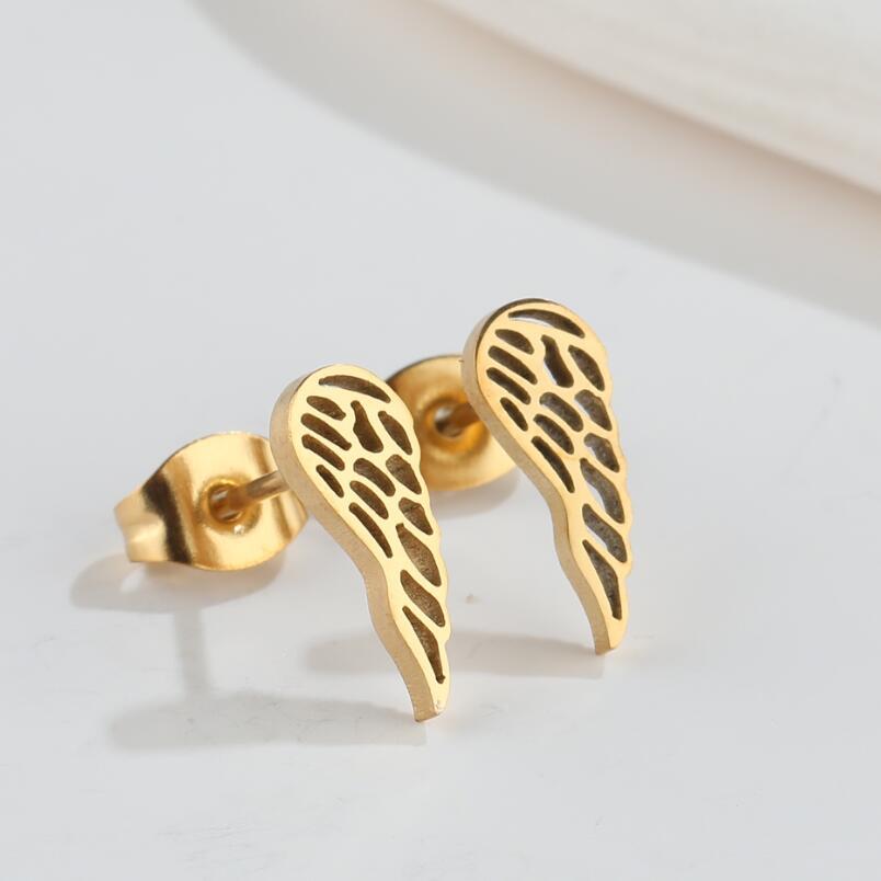 Fashion Wings Titanium Steel Plating Ear Studs 1 Pair display picture 1