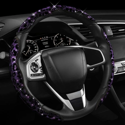crystal car steering wheel cover, trendy: Steering wheel cover - purple-black-python-pattern-3-pack-38cm