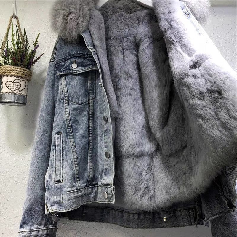 Îmbrăcăminte pentru femei Jachetă scurtă din bumbac Iarnă New Style Plus Jachetă din catifea din bumbac largi stil coreean Denim Guler de blană Jachetă îngroșată Femei_voghion.com