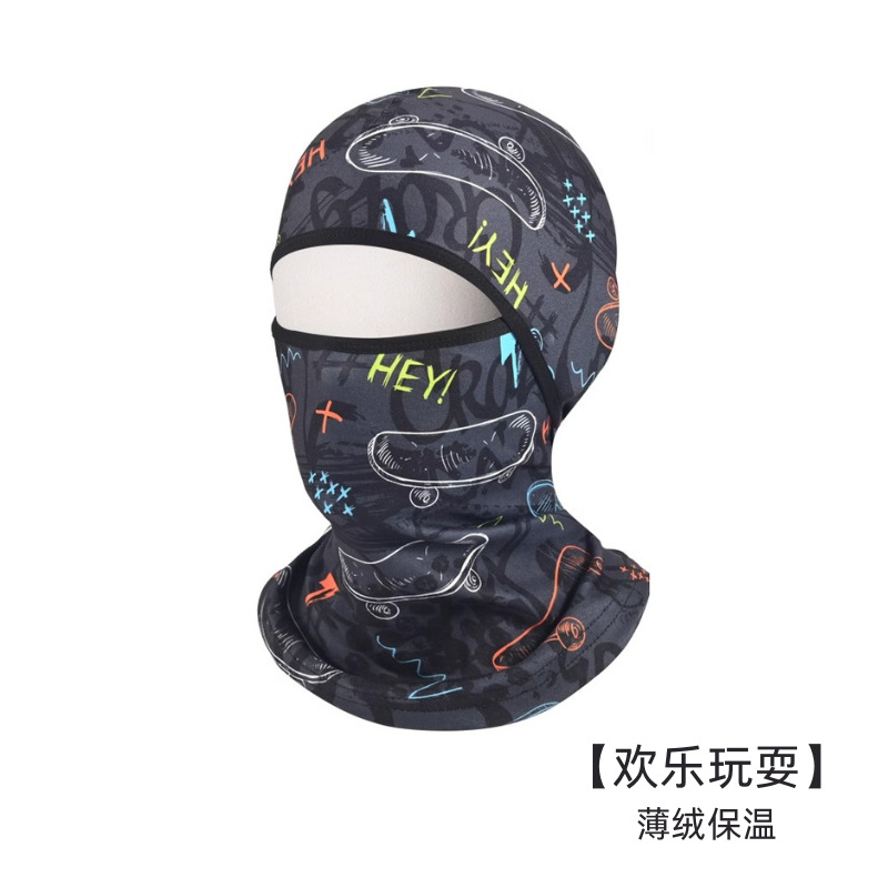 Transfronterizo de vello para ciclismo a prueba de viento a prueba de frío pescar bib máscara de esquí impresa protector de oídos caliente gorra Thunderfeng
