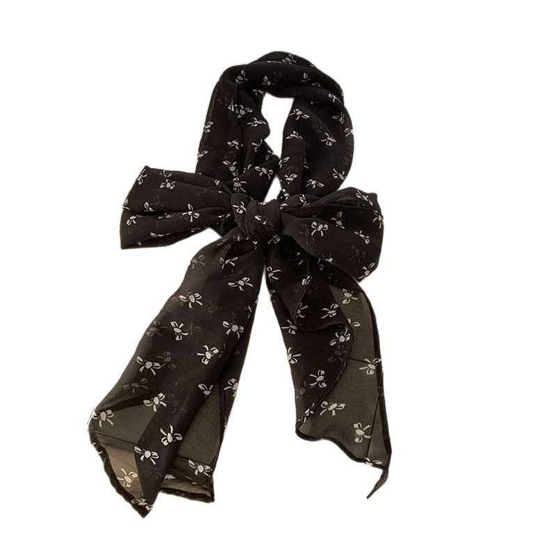 Bufanda de seda de lunares, chal, bufanda pequeña francesa multiusos, bufanda de sentido avanzado, pañuelo en la cabeza, diadema pastoral femenina de verano, cinturón decorativo