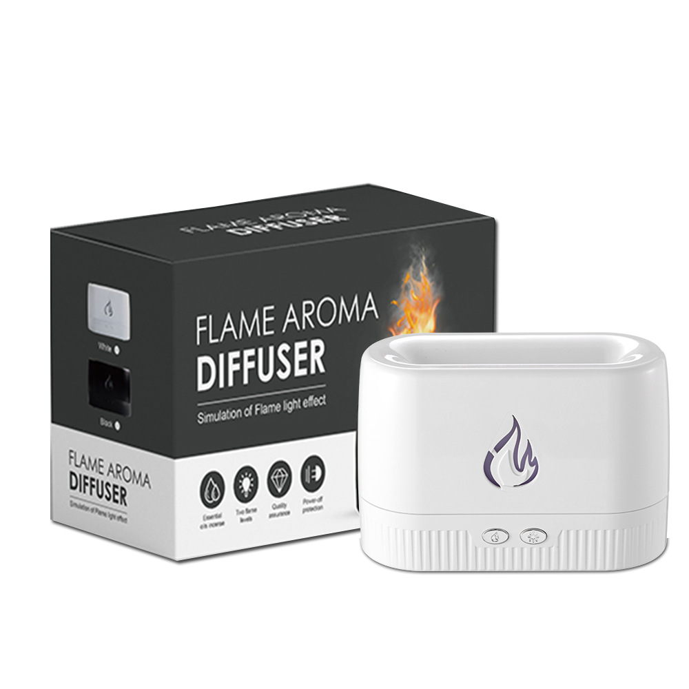 Nueva máquina de aromaterapia de llama de simulación colorida atmósfera luz nocturna humidificación interior atomizador fragancia aceite esencial humidificador