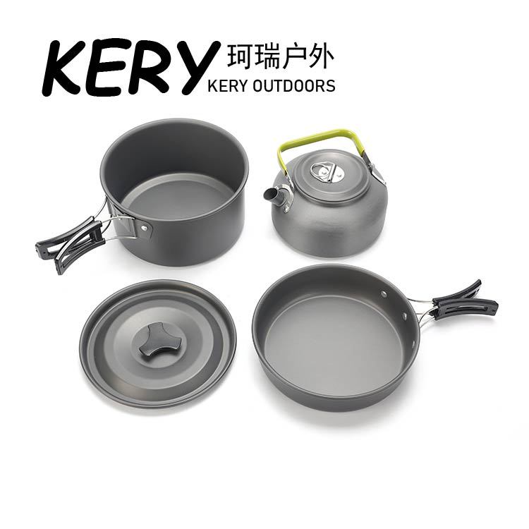 Conjunto de olla al aire libre Amazon Venta caliente camping pot camping tetera olla conjunto 308 ventas directas de fábrica