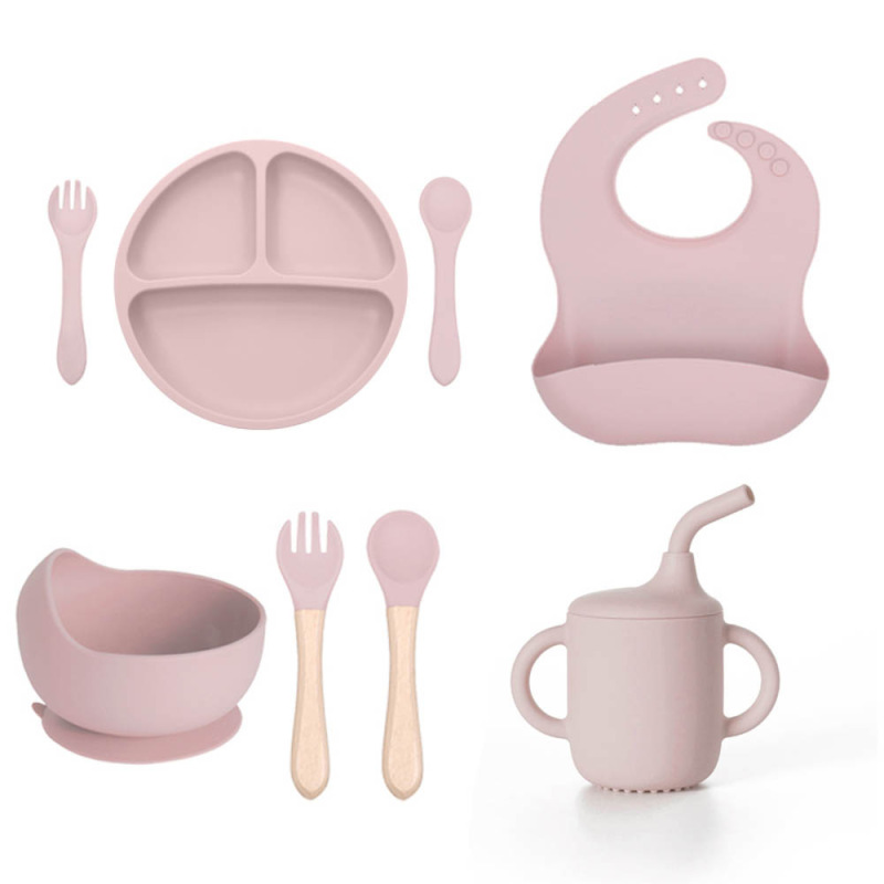 クロスボーダー子供用シリコンディナープレートセット、離乳食サプリメント、分割ディナープレート、ラブディナープレート、母子授乳食器セット|undefined