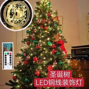 Cross-border Christmas tree lamp string dark green wire copper wire copper wire lamp string all over the sky star green plant Christmas rattan decorative lamp