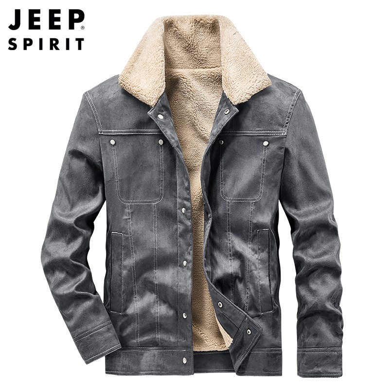 JEEP SPIRIT新款男士夹克棉服加绒防风宽松大码男装厚休闲棉衣