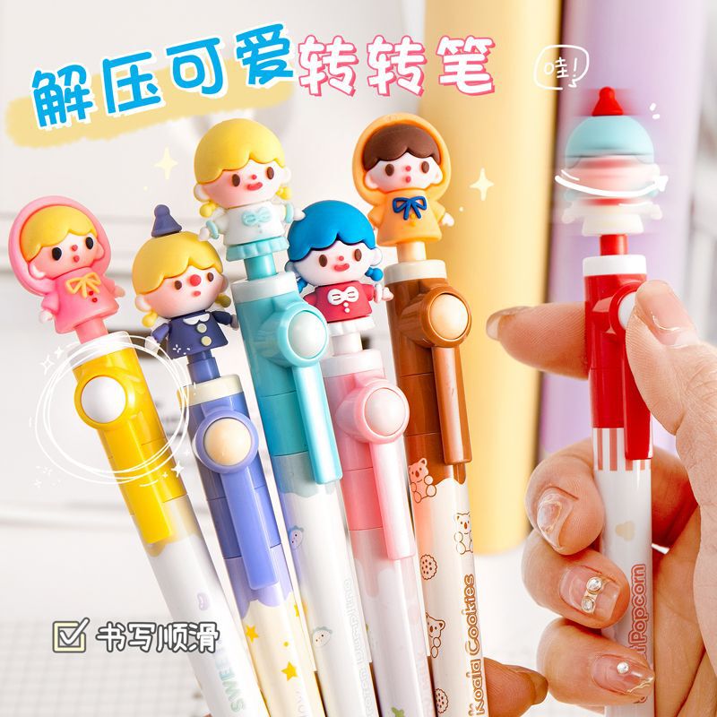 High-Value Stress-Relief Twist Pen, Gel Pen with Cute Cartoon Head, Suitable for Girls, Student Choice, Black Pen 0.5mm Black High-Value Stress-Relief Twist Pen, Gel Pen with Cute Cartoon Head, Suitable for Girls, Student Choice, Black Pen 0.5mm Black