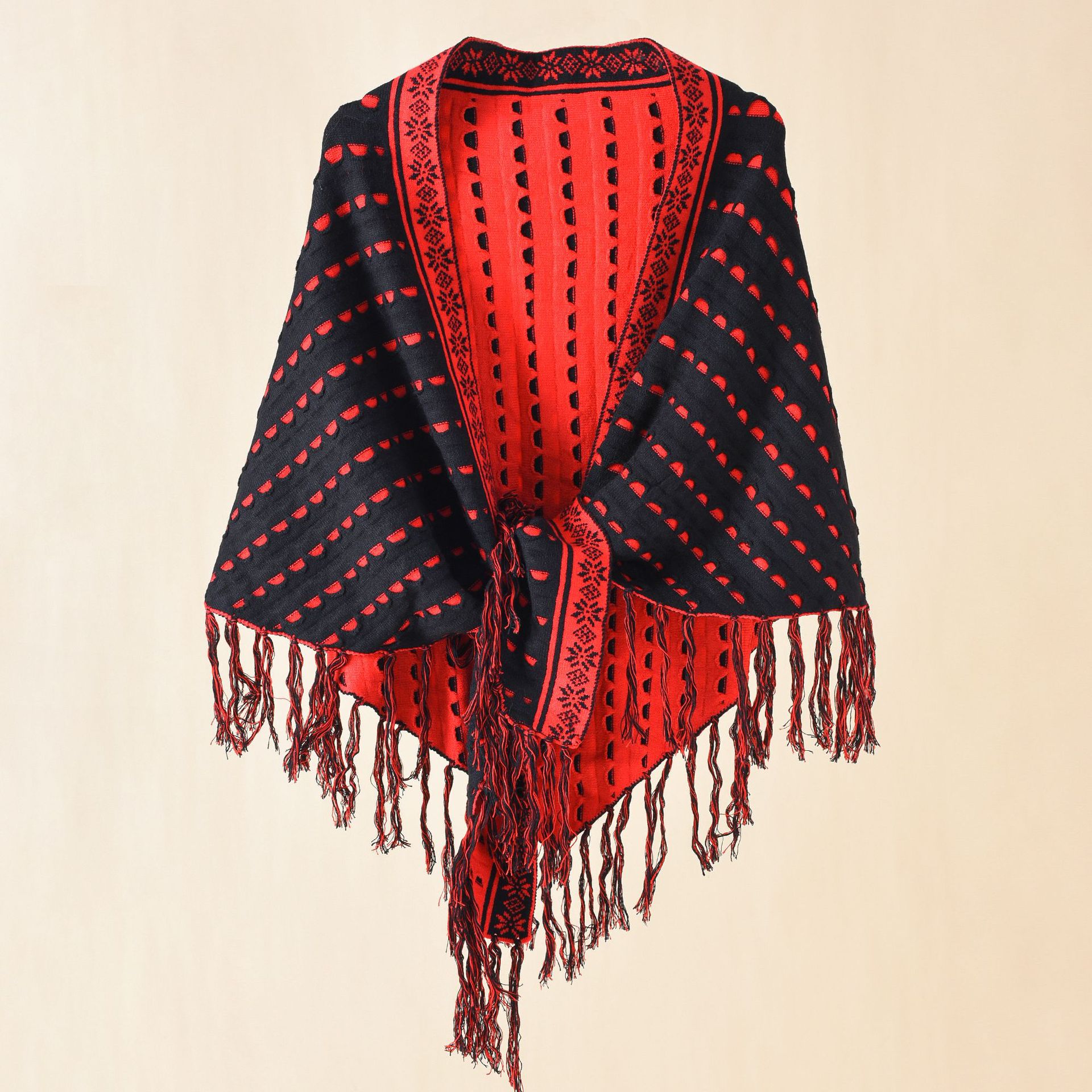 Chal de mujer primavera y otoño moda triángulo bufanda de punto de Cachemira invierno engrosado cálido chal de doble uso bufanda chal