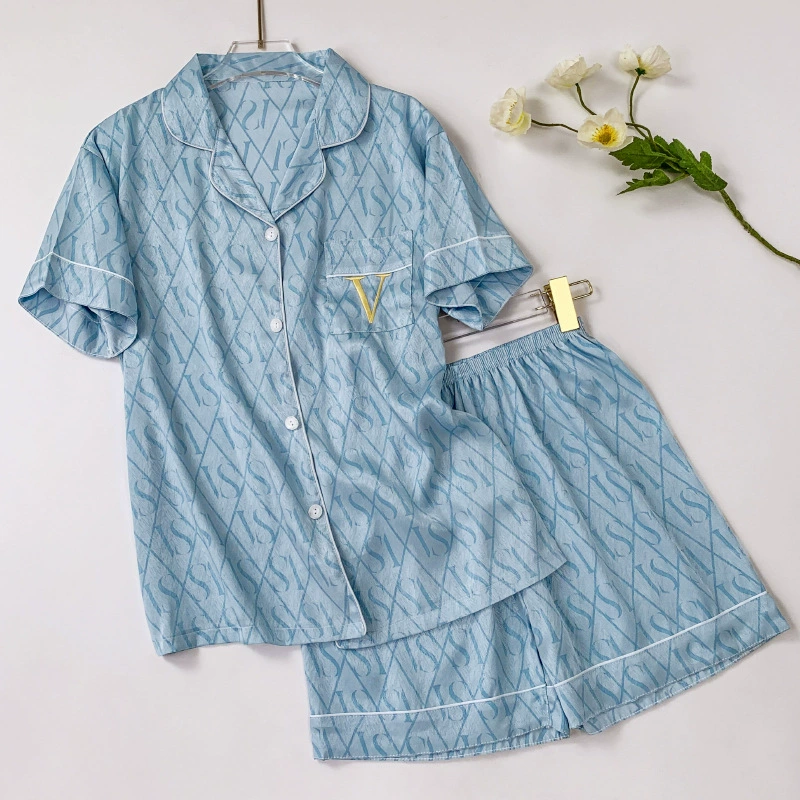 Silk Summer Pajama Set, Thin Cardigan & Shorts, Lightweight Sleepwear, Multiple Colors