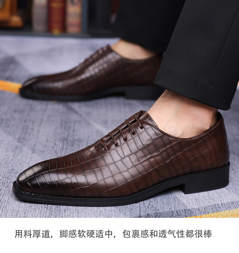 Giày da nam công sở buộc dây vân da rắn, mũi nhọn, cổ thấp, đế cao su êm chân — Giày một lớp màu xanh lam, Giày một lớp màu xám, Giày một lớp màu đen, Giày một lớp màu đỏ chi tiết 19