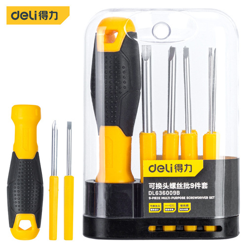 Deli DL636009B multi-purpose screwdriver set 9-piece screwdriver driver multi-function screw opener