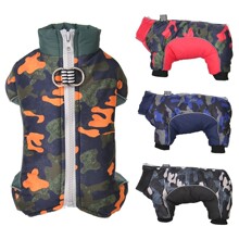 防水加厚保暖狗狗衣服冬装泰迪比熊贵宾博美四脚宠物迷彩棉衣工厂
