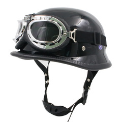 跨境哈雷頭盔復古半盔機車頭盔男女騎行電動車電瓶車半盔配風鏡