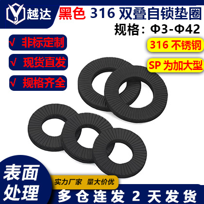 黑色316不锈钢双叠自锁垫圈 DIN25201加大型锁紧垫片Φ3-Φ42SP