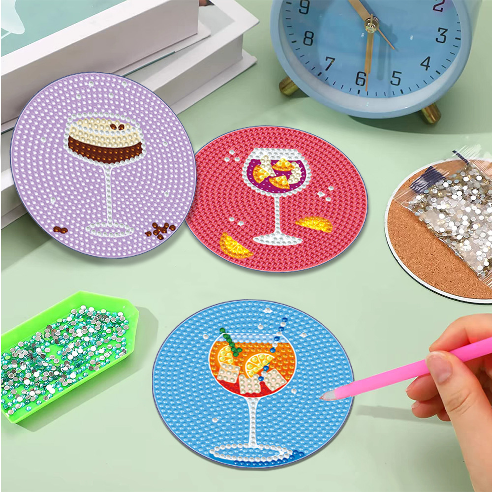 Diamante transfronterizo pintado DIY tazas aislante de calor Amazon frutas tazas de vidrio brillante acrílico hecho a mano