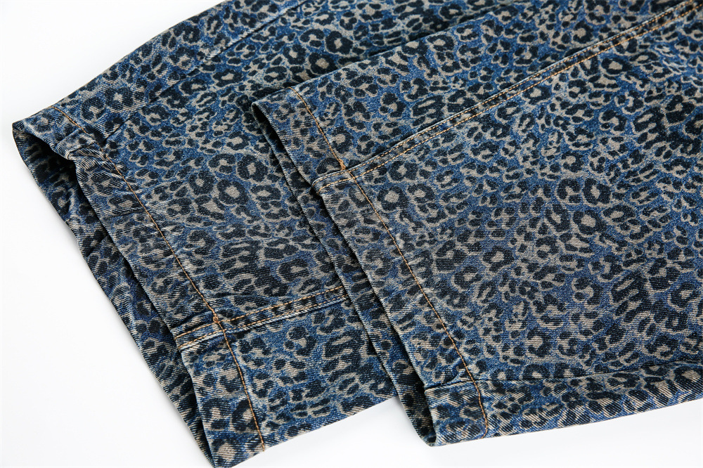 Jeans da uomo con stampa leopardata stile distressed casual_voghion.com