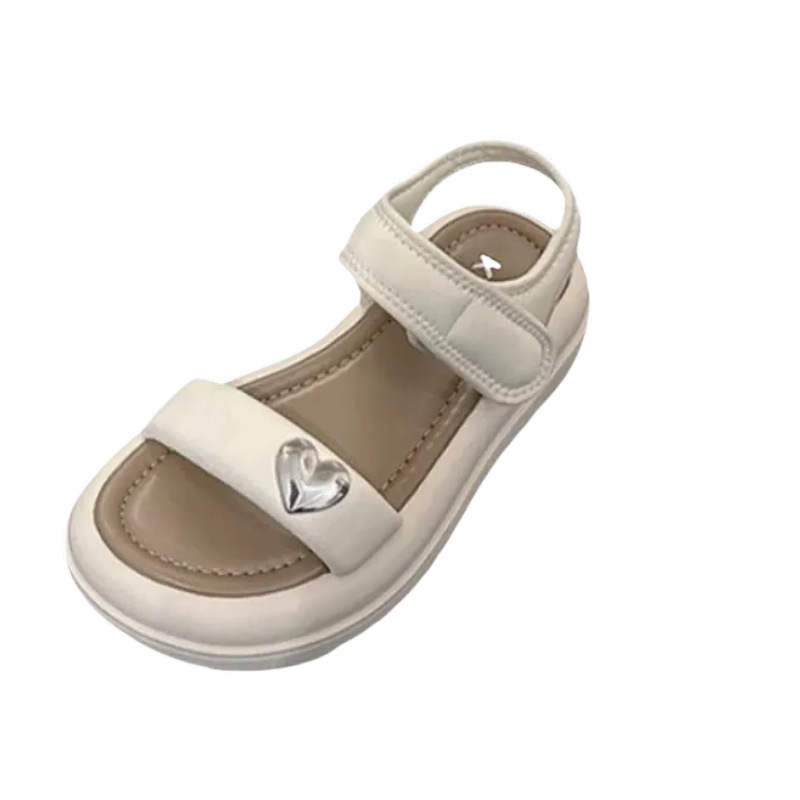 Una sensación de mierda gruesa con sandalias para mujeres con una base suave confortable velcro antideslizante para absorber el sudor, sandalias muffin coreanas