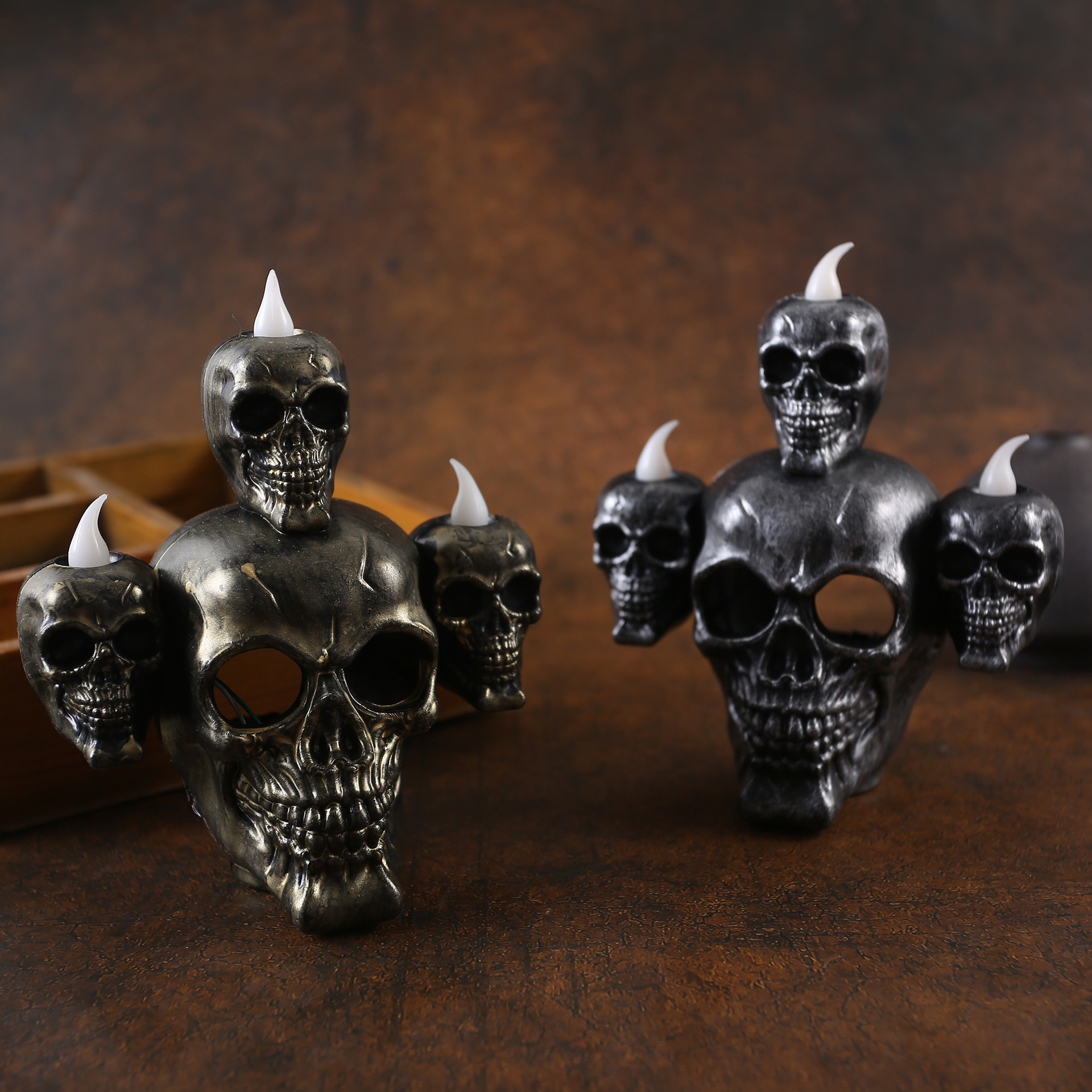 Halloween nuevo humo niebla lámpara horror cráneo lámpara calabaza lámpara LED electrónica vela lámpara accesorios de decoración de la casa