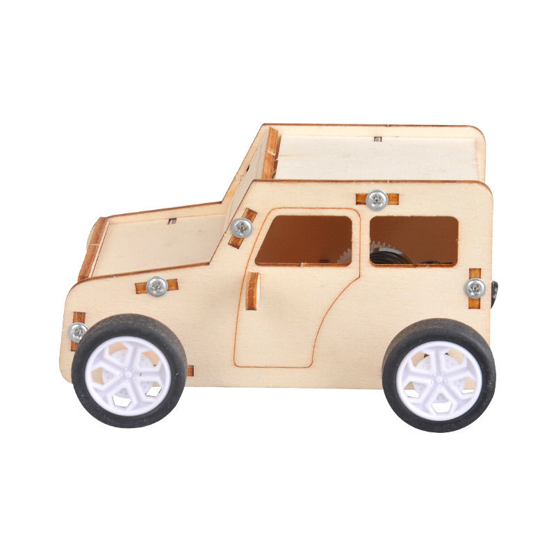 Cross-border wooden assembled pull wire car Science small experiment DIY manual STEM education educational educational equipment wholesale