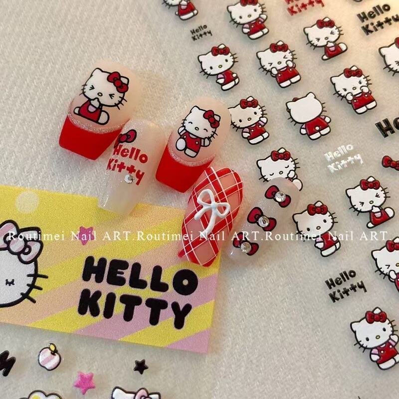 卡通三丽鸥美甲贴纸可爱kitty凯蒂猫新款KT集合手账ccd指甲装饰贴|undefined