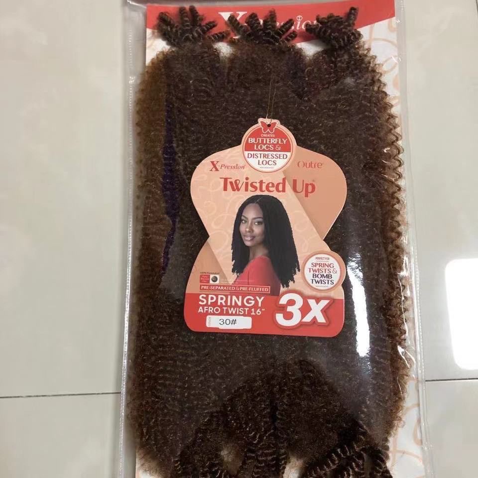 Set de 24 pulgadas 3X Marley Trenza Cabello Fibra Química Africano Curly Largo Afro Kinky